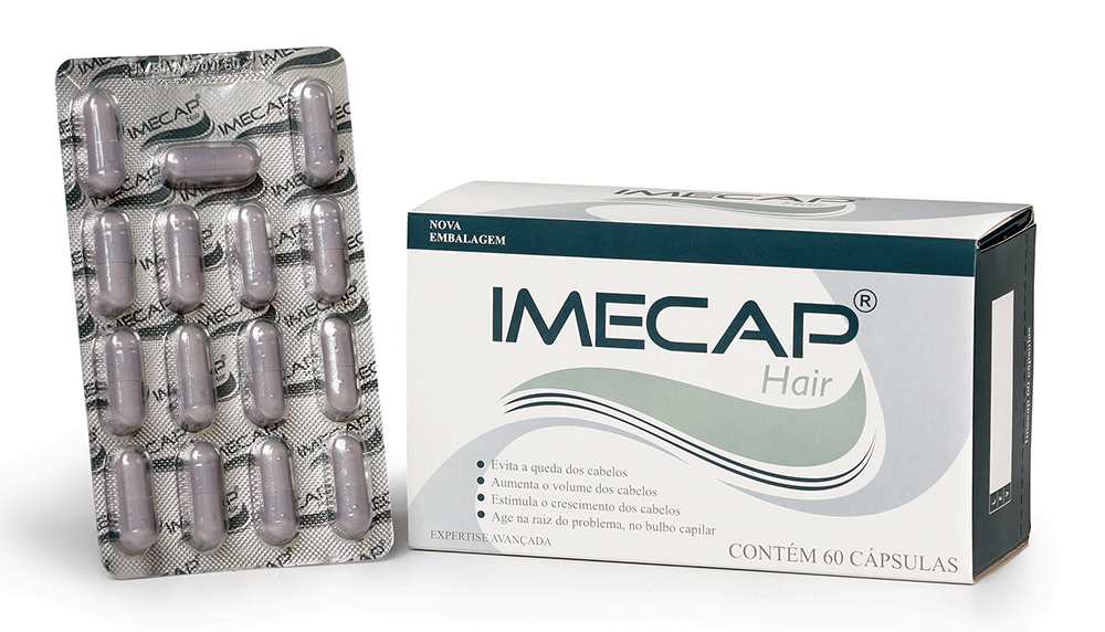 Nova embalagem Imecap Hair - caixa e cartela com 15 cápsulas